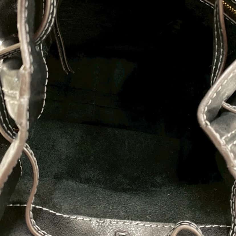 LOEWE Leather Anagram Drawstring Shoulder Bag Black Leather Very good condition - Inside View