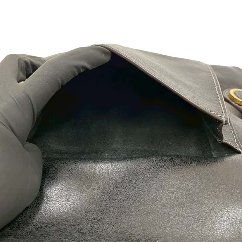 LOEWE Leather Anagram Drawstring Shoulder Bag Black Leather Very good condition - Model View