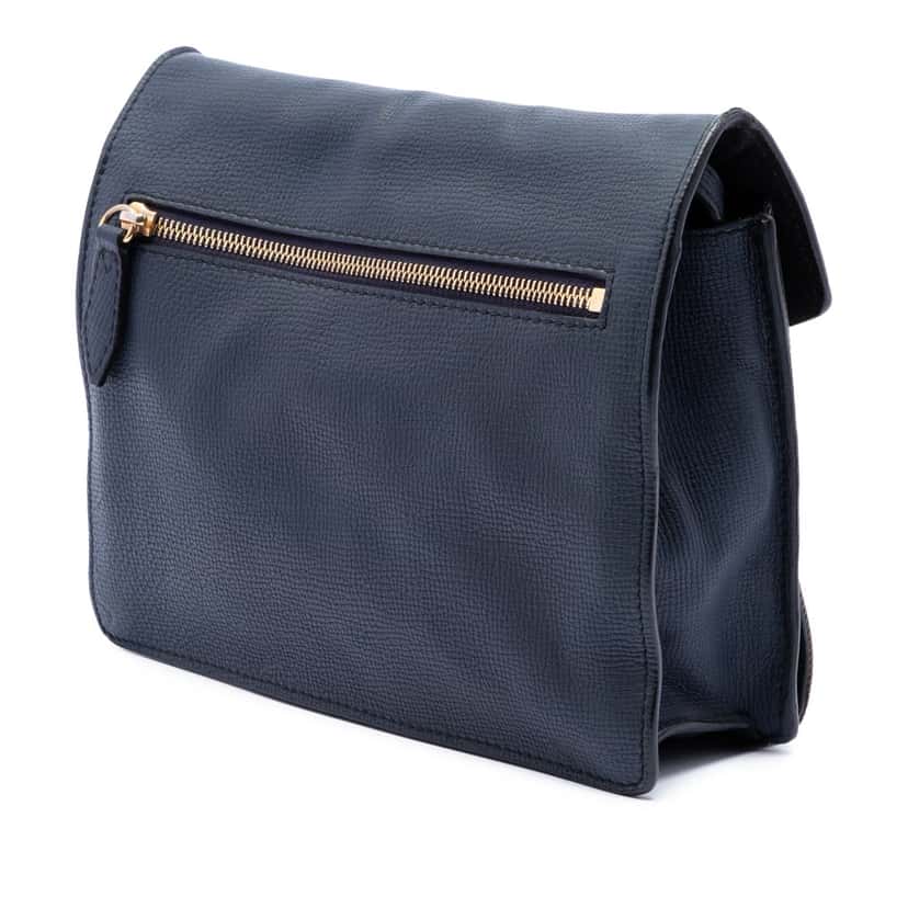 Burberry Small Leather and House Check Canvas Derby Macken Crossbody Blue Very good condition - Back View
