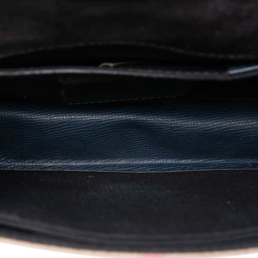 Burberry Small Leather and House Check Canvas Derby Macken Crossbody Blue Very good condition - Model View