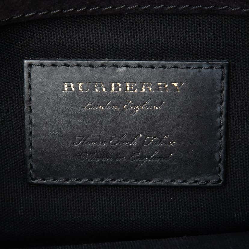 Burberry Small Leather and House Check Canvas Derby Macken Crossbody Blue Very good condition - Box View