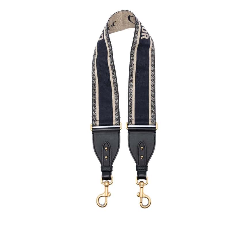 Dior Embroidered Canvas Bag Strap Blue Very good condition - Front View