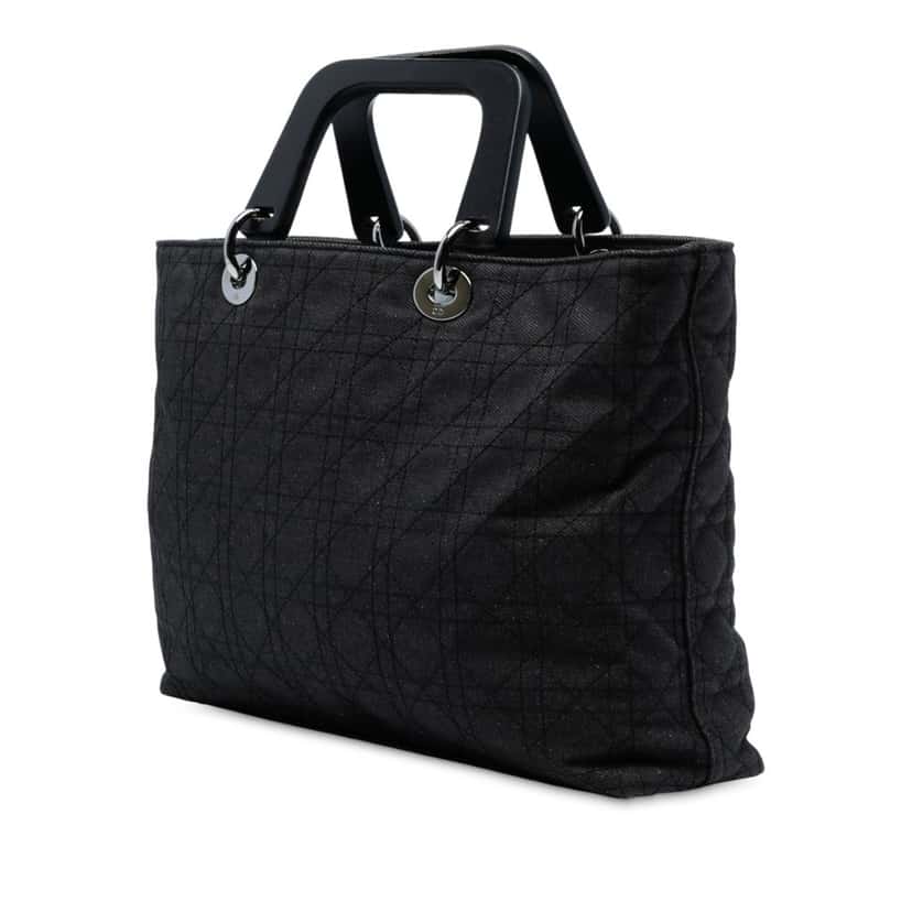 Dior Extra Large Denim Cannage Acrylic Lady Dior Black Very good condition - Back View