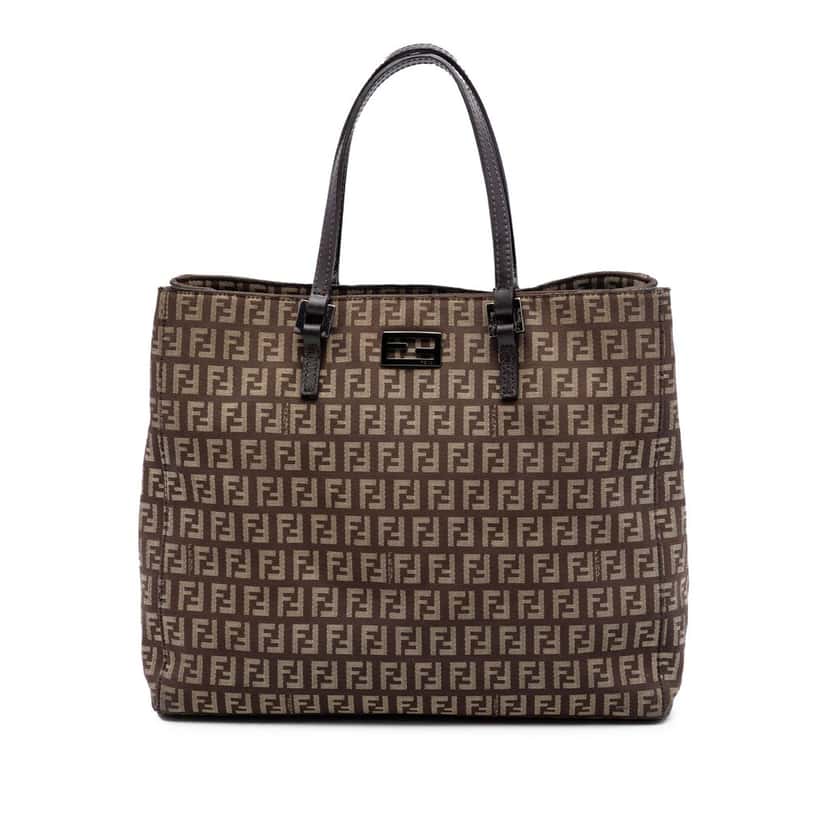 Fendi Zucchino Canvas Tote Brown Very good condition - Front View