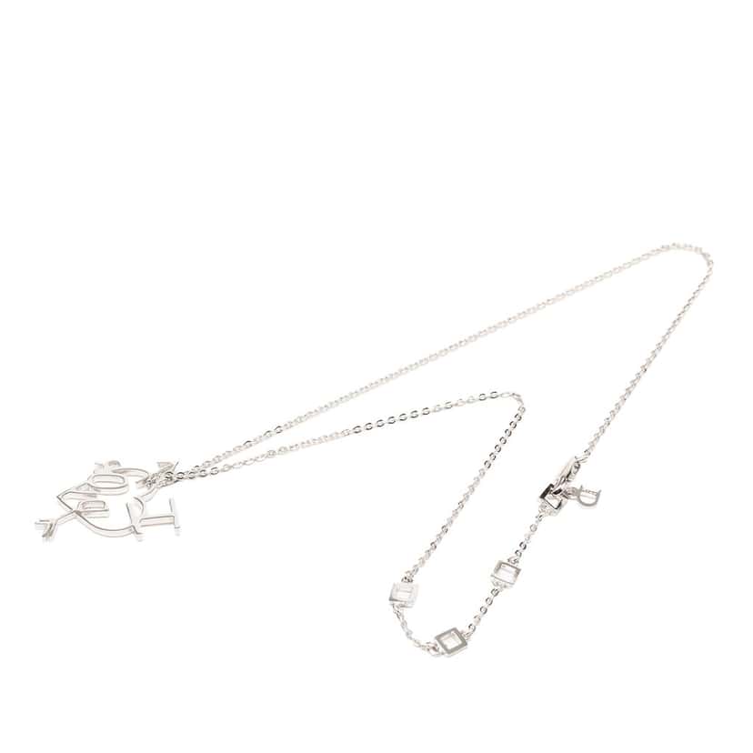 Dior Brass I Love Dior Heart and Arrow Pendant Necklace Silver Metal Very good condition - Front View
