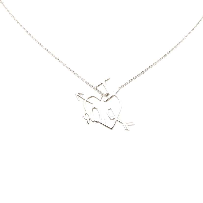 Dior Brass I Love Dior Heart and Arrow Pendant Necklace Silver Metal Very good condition - Inside View