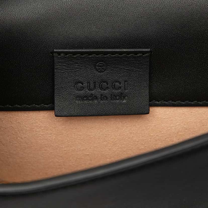 Gucci Super Mini Leather Sylvie Chain Crossbody Black Leather Very good condition - Box View