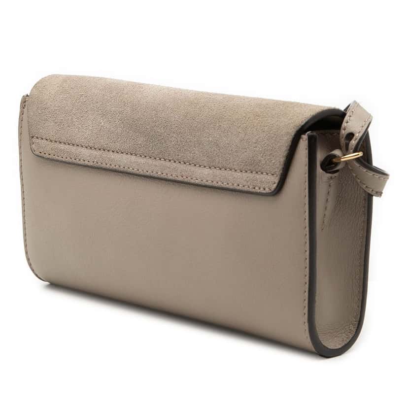 Chloé Mini Calfskin and Suede Faye Chain Crossbody Brown Leather Very good condition - Back View