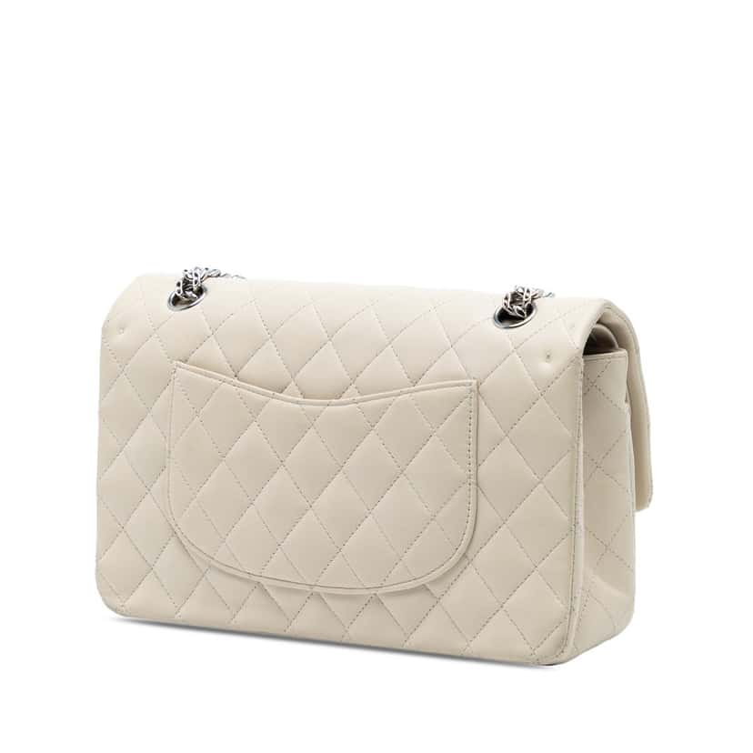 Chanel Medium Classic Lambskin Bijoux Chain Double Flap White Leather Very good condition - Back View