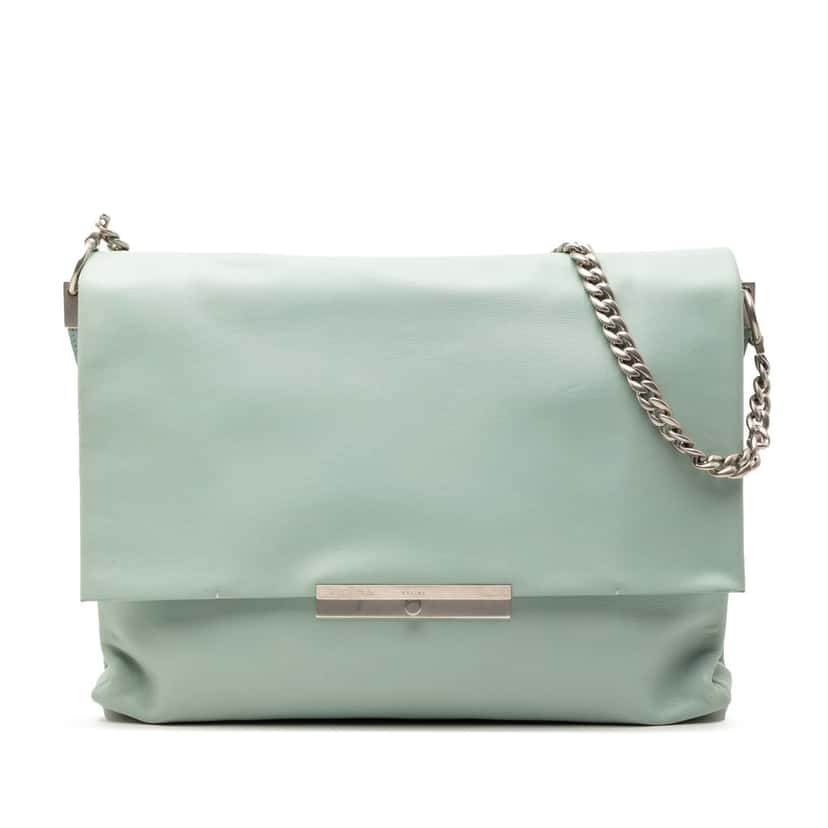 Celine Leather Blade Chain Shoulder Bag Blue Leather Very good condition - Front View