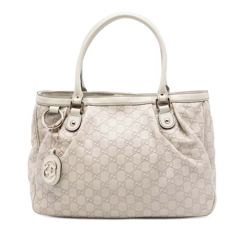 Gucci Guccissima Sukey Tote White Leather Very good condition - Front View