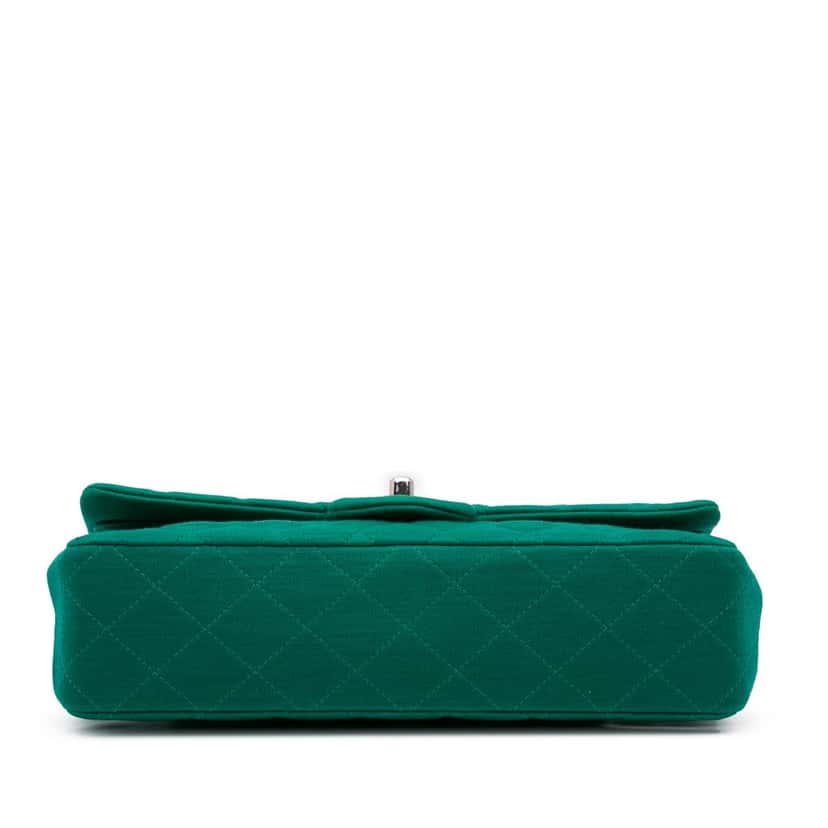 Chanel Medium Classic Jersey Double Flap Green Very good condition - Inside View