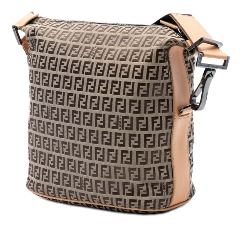 Fendi Zucchino Canvas Shoulder Bag Beige Very good condition - Back View