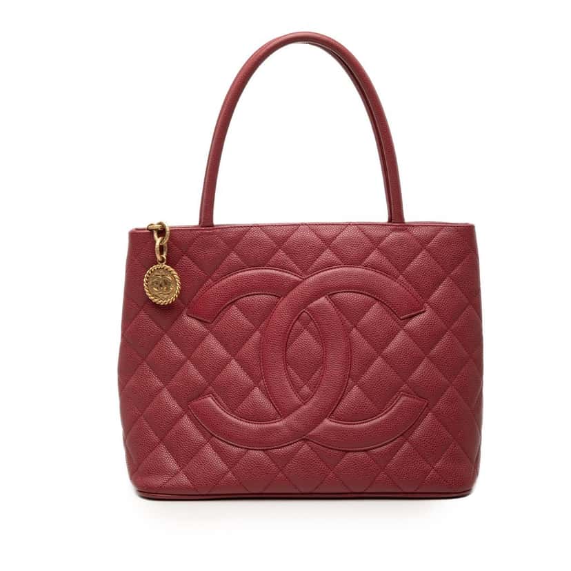 Chanel Caviar Medallion Tote Red Leather Very good condition - Front View