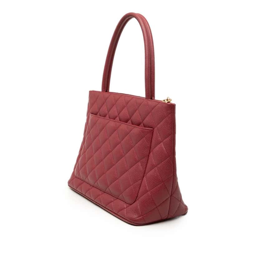 Chanel Caviar Medallion Tote Red Leather Very good condition - Back View