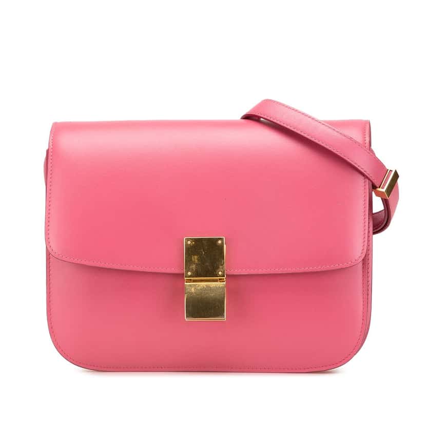 Celine Medium Calfskin Classic Box Pink Leather Very good condition - Front View
