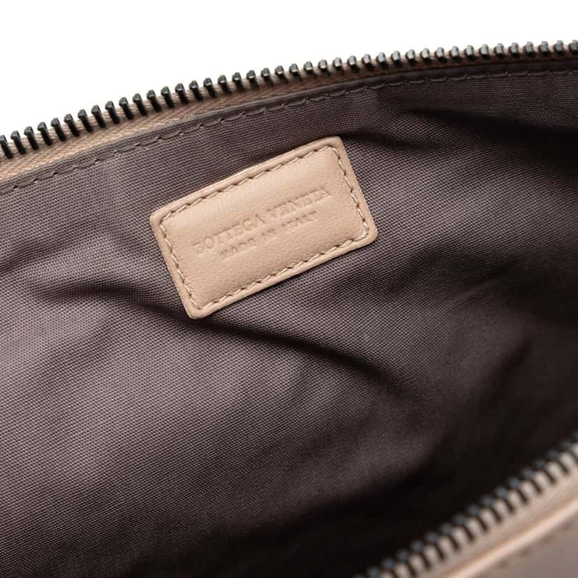 Bottega Veneta Nappa Intrecciato Wristlet Clutch Beige Leather Very good condition - Box View