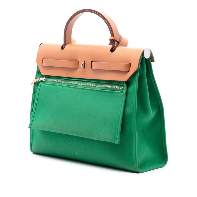 Hermès Toile Herbag Zip 31 Green Very good condition - Back View