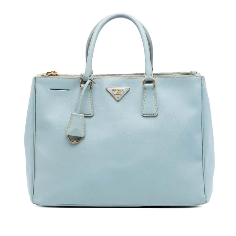 Prada Large Saffiano Lux Galleria Double Zip Satchel Blue Leather Very good condition - Front View