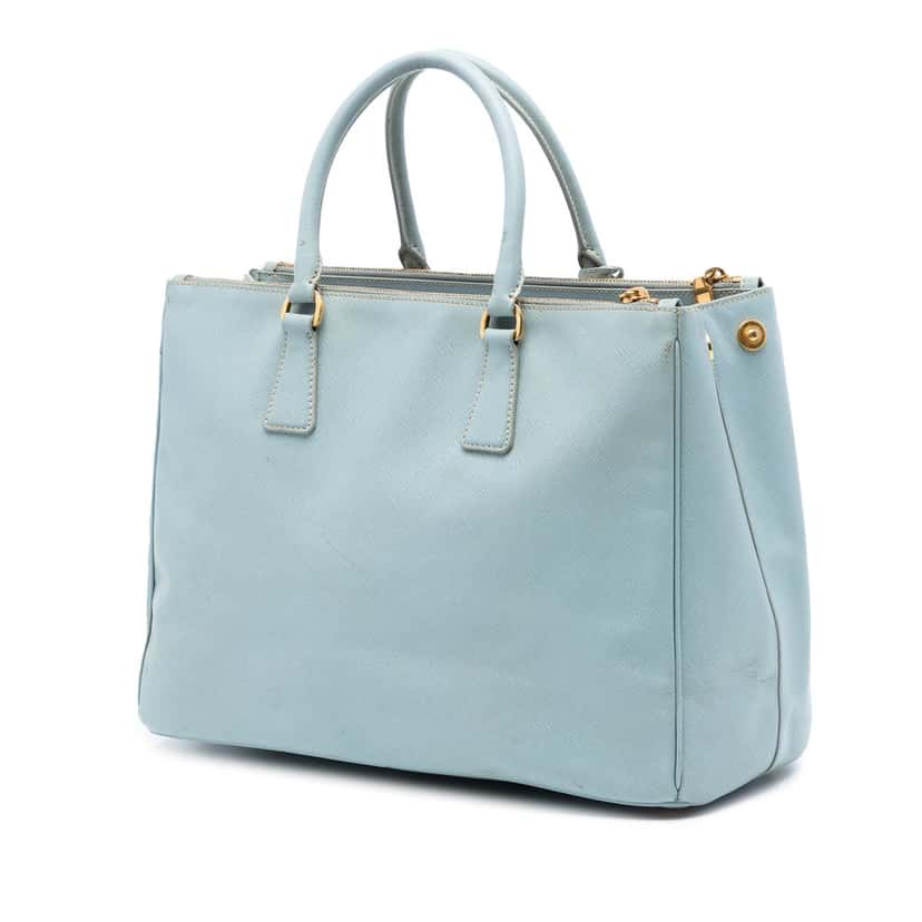 Prada Large Saffiano Lux Galleria Double Zip Satchel Blue Leather Very good condition - Back View