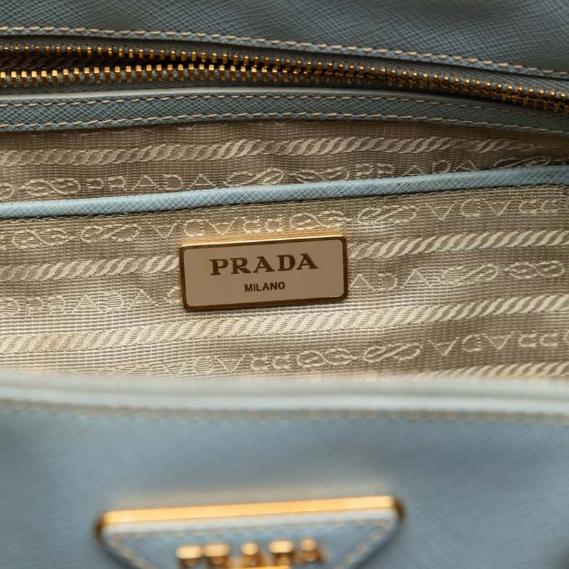 Prada Large Saffiano Lux Galleria Double Zip Satchel Blue Leather Very good condition - Box View