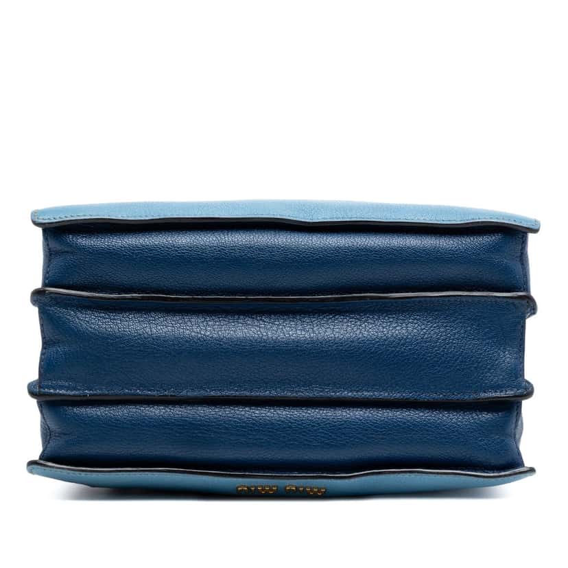 Miu Miu Goatskin Madras Push Lock Tote Blue Leather Very good condition - Inside View