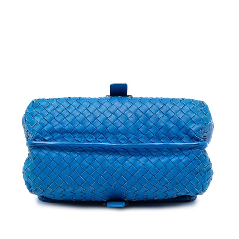 Bottega Veneta Nappa Intrecciato Double Sided Flap Shoulder Bag Blue Leather Very good condition - Inside View