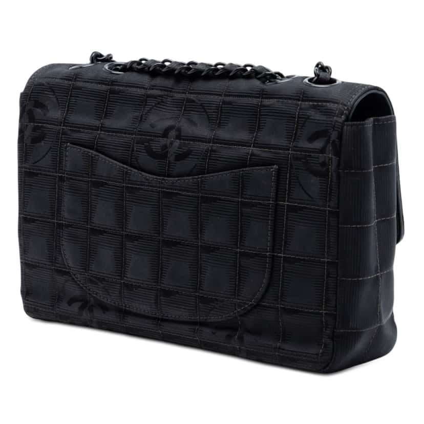 Chanel New Travel Line Medium Nylon Single Flap Black Very good condition - Back View