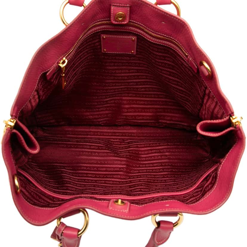 Prada Vitello Daino Side Zip Convertible Tote Pink Leather Very good condition - Model View