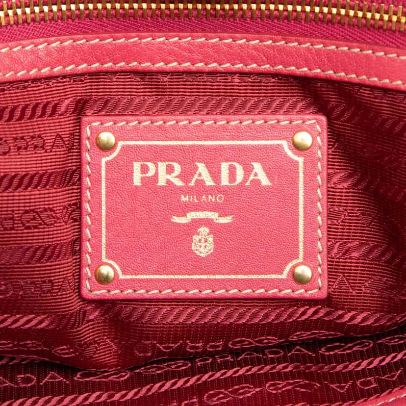 Prada Vitello Daino Side Zip Convertible Tote Pink Leather Very good condition - Box View