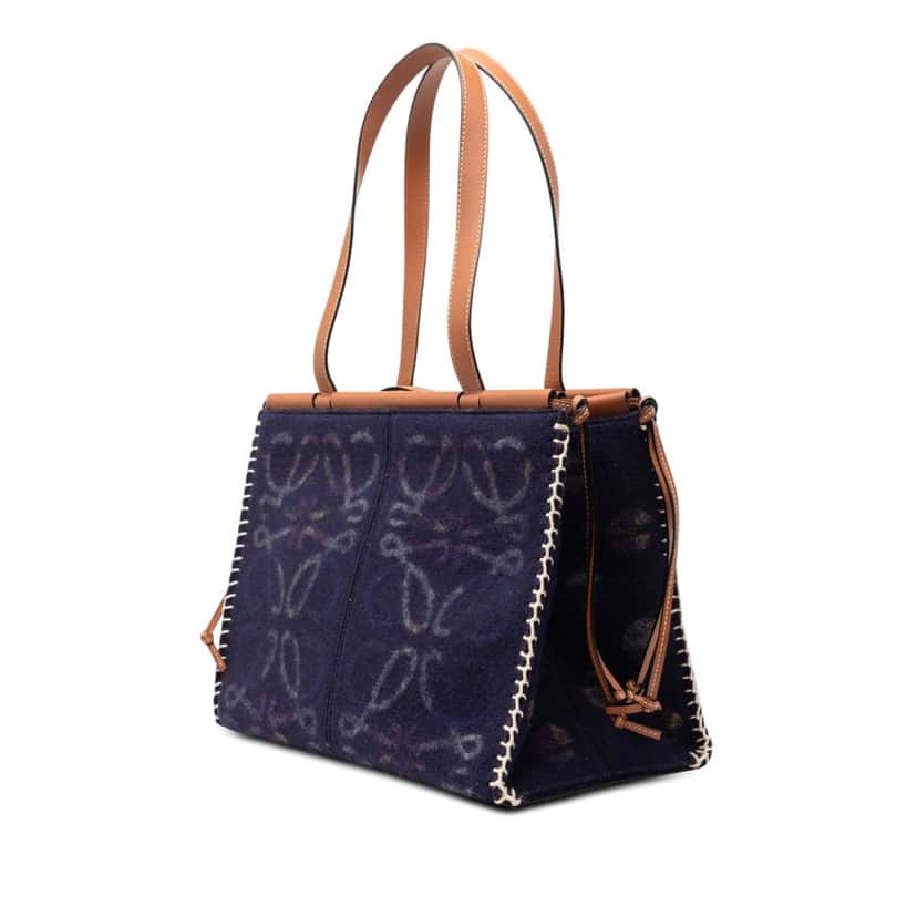 LOEWE Medium Anagram Felt Cushion Tote Blue Very good condition - Back View