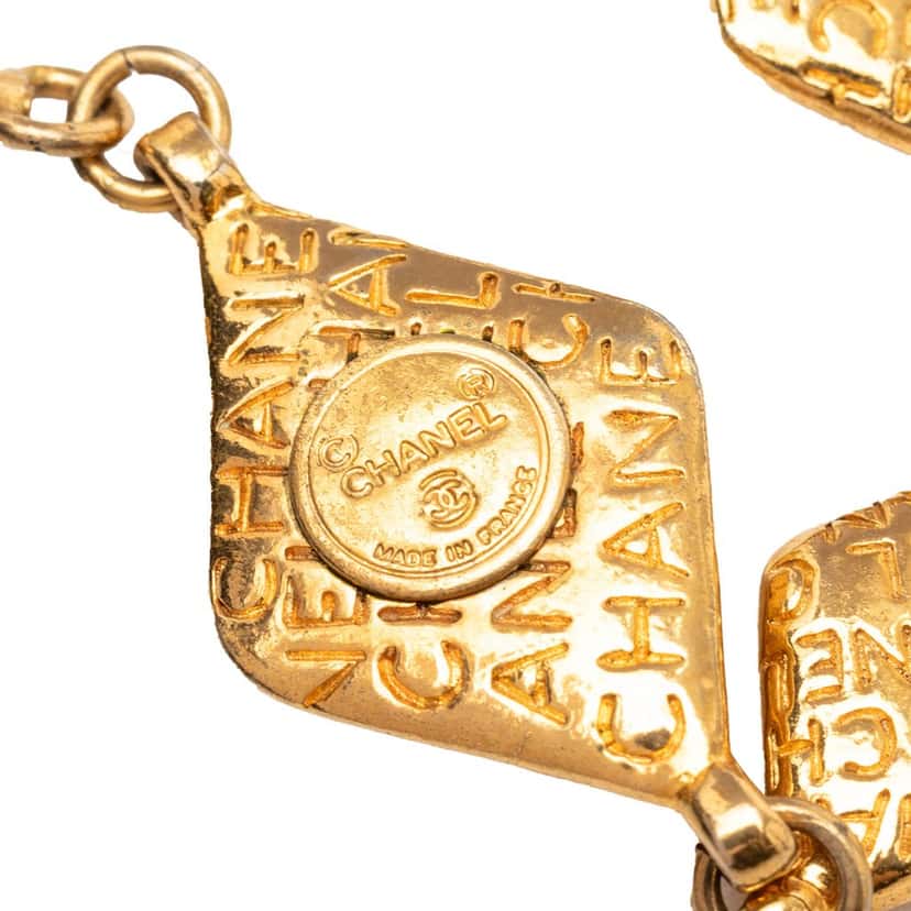 Chanel Gold Plated Logo Chain Necklace Gold Metal Very good condition - Back View