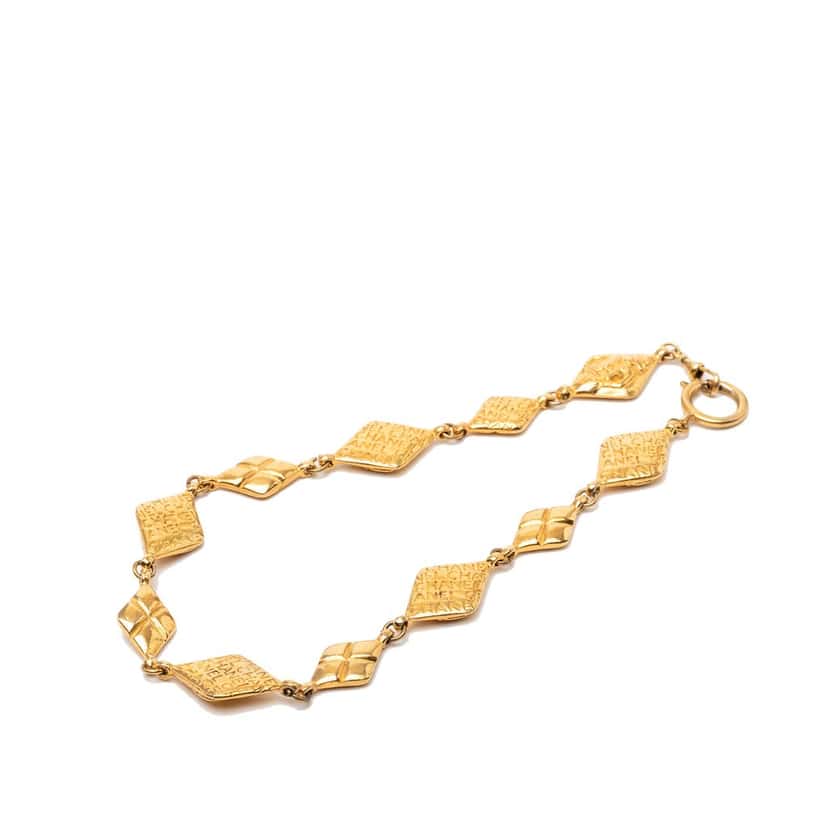 Chanel Gold Plated Logo Chain Necklace Gold Metal Very good condition - Box View