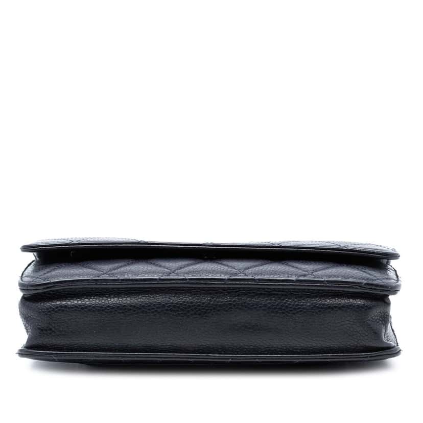 Chanel CC Quilted Caviar Wallet on Chain Blue Leather Very good condition - Inside View