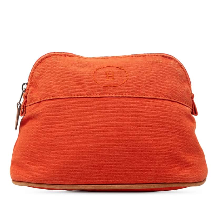 Hermès Toile Bolide Trousse De Voyage Pouch PM Orange Very good condition - Front View