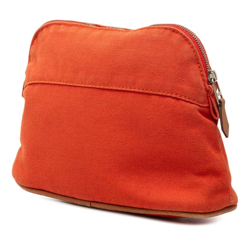 Hermès Toile Bolide Trousse De Voyage Pouch PM Orange Very good condition - Back View