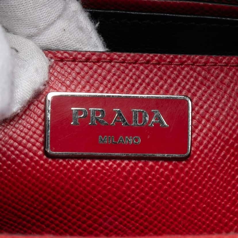 Prada Saffiano Cuir Turnlock Twin Satchel Red Leather Very good condition - Box View