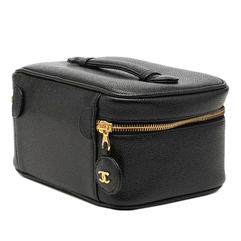 Chanel CC Caviar Vanity Bag Black Leather Very good condition - Back View