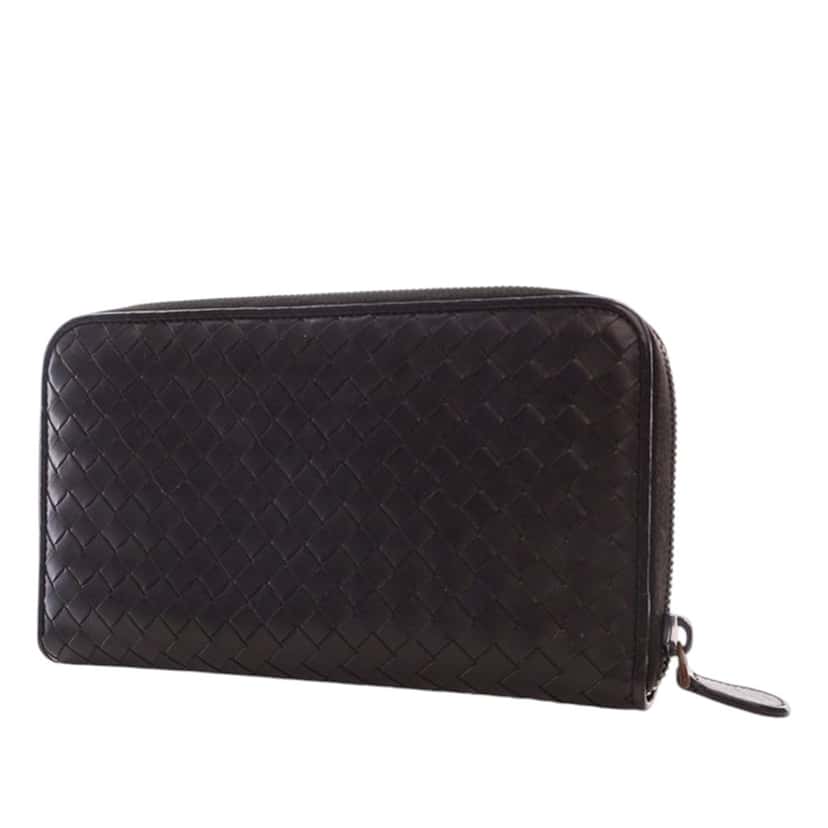 Bottega Veneta Leather Intrecciato Zip Around Wallet Brown Leather Very good condition - Inside View