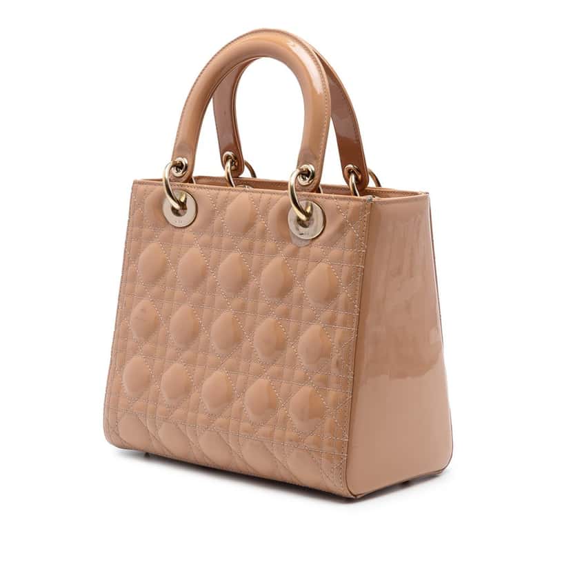 Dior Medium Patent Cannage Lady Dior Brown Leather Very good condition - Back View