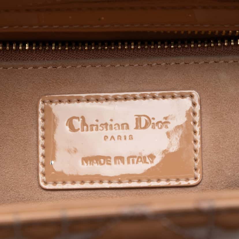 Dior Medium Patent Cannage Lady Dior Brown Leather Very good condition - Box View