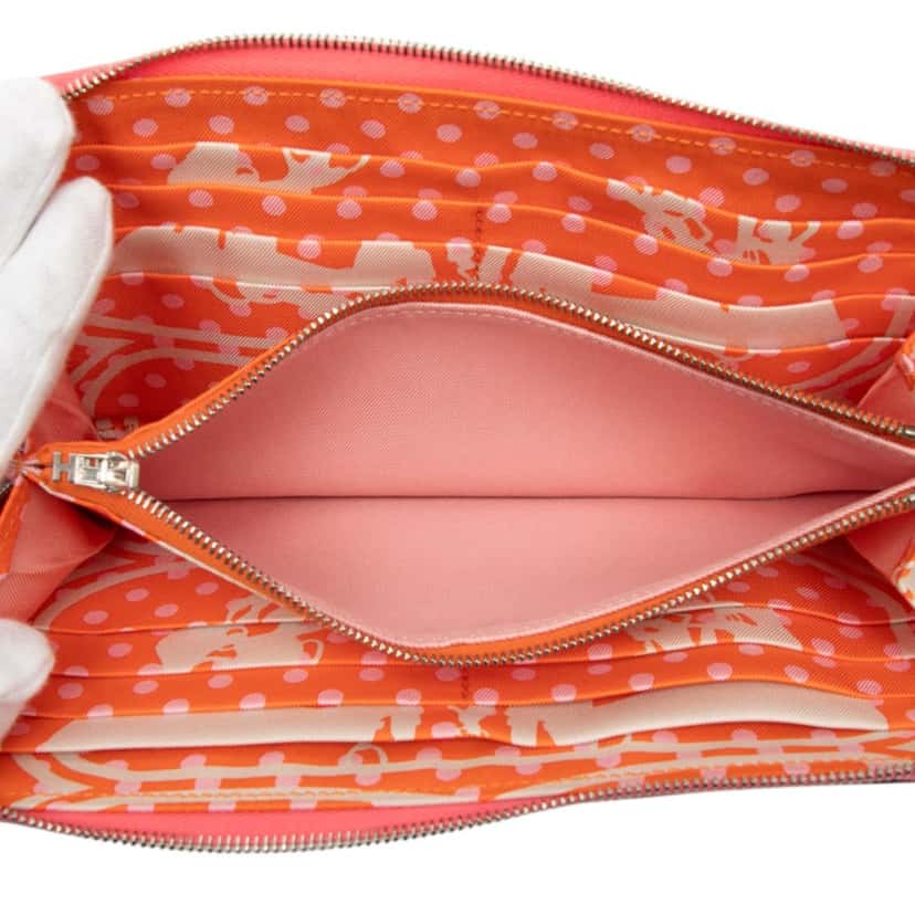 Hermès Epsom Silk'In Classique Long Wallet Pink Leather Very good condition - Model View