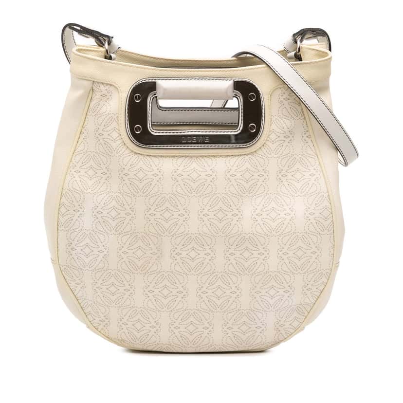 Loewe Anagram Leather Satchel White Leather Very good condition - Front View