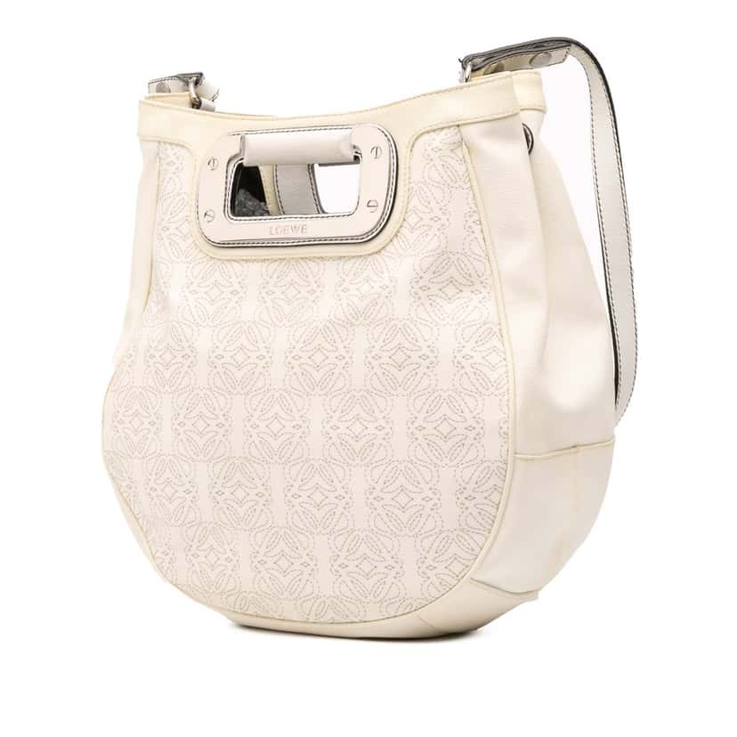 Loewe Anagram Leather Satchel White Leather Very good condition - Back View