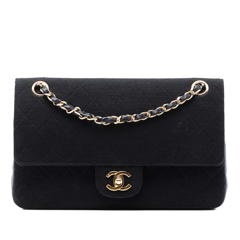 Chanel Medium Classic Jersey Double Flap Black Very good condition - Front View