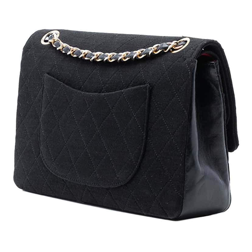 Chanel Medium Classic Jersey Double Flap Black Very good condition - Back View