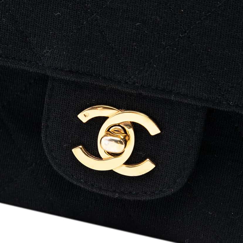 Chanel Medium Classic Jersey Double Flap Black Very good condition - Box View