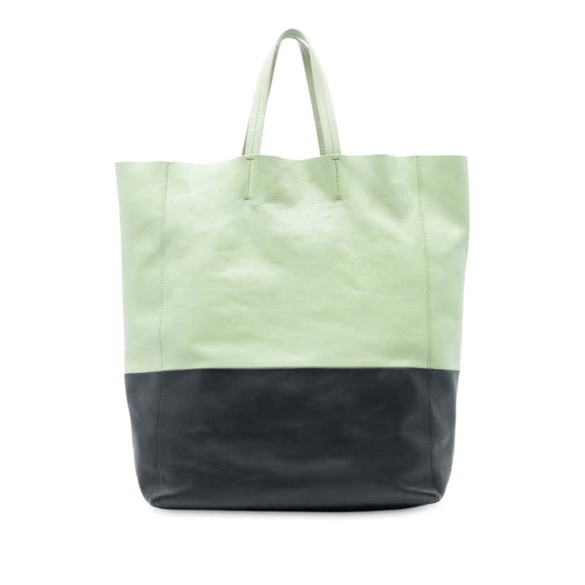 Celine Bicolor Leather Vertical Cabas Tote Green Leather Very good condition - Front View