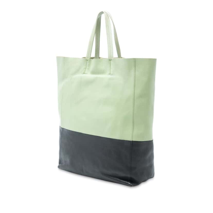 Celine Bicolor Leather Vertical Cabas Tote Green Leather Very good condition - Back View