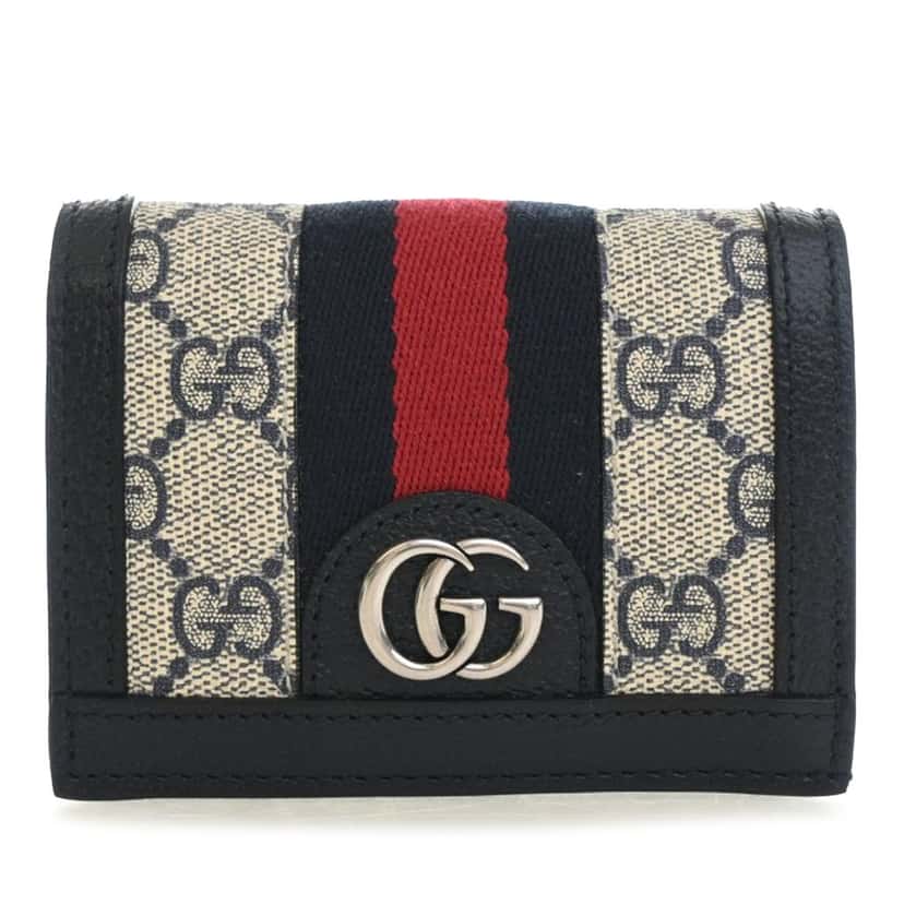 Gucci GG Supreme Web Ophidia Compact Wallet Beige Very good condition - Front View
